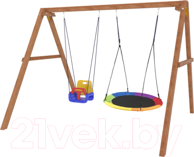 Качели National Tree Company Деревянные с гнездом Свиби и качелями со спинкой / Р911-45- фото