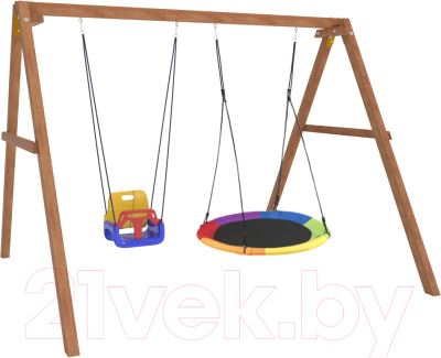 Качели National Tree Company Деревянные с гнездом Свиби и качелями со спинкой / Р911-45- фото2