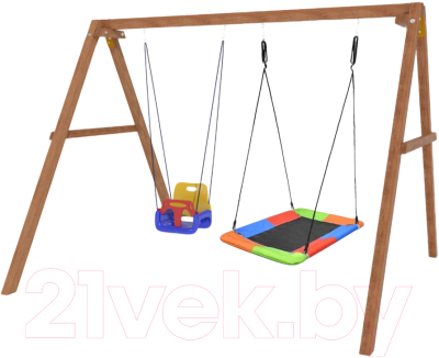 Качели National Tree Company Деревянные с гнездом Лодка и качелями со спинкой / Р911-46- фото