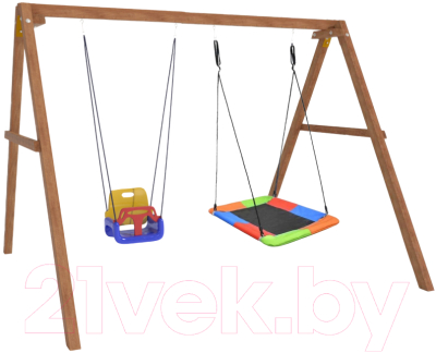 Качели National Tree Company Деревянные с гнездом Лодка и качелями со спинкой / Р911-46- фото2