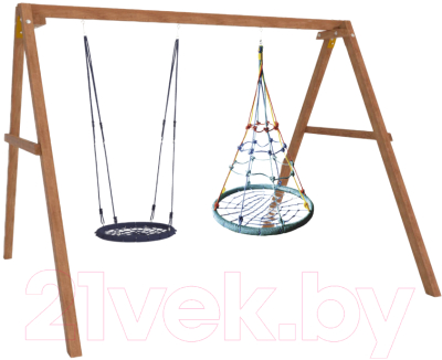 Качели National Tree Company Деревянные с гнездом с паутинкой и гнездом 60 / Р911-53- фото2