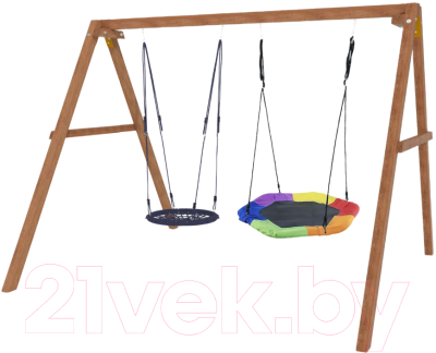 Качели National Tree Company Деревянные с гнездом Гексагон и гнездом 60 / Р911-54- фото