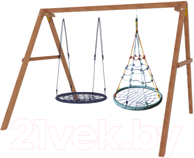 Качели National Tree Company Деревянные с гнездом с паутинкой и гнездом 100 / Р911-59- фото