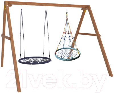 Качели National Tree Company Деревянные с гнездом с паутинкой и гнездом 100 / Р911-59- фото2