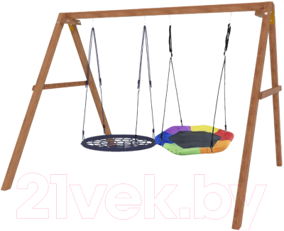 Качели National Tree Company Деревянные с гнездом Гексагон и гнездом 100 / Р911-60- фото2