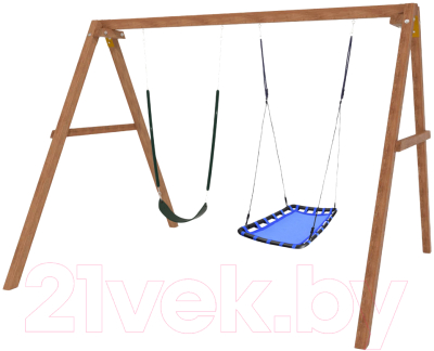 Качели National Tree Company Деревянные с гнездом Лодка и гибкими качелями / Р911-61- фото