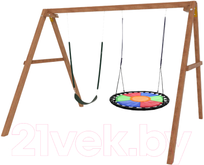 Качели National Tree Company Деревянные с гнездом Свиби и гибкими качелями / Р911-62- фото