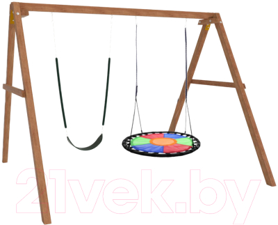 Качели National Tree Company Деревянные с гнездом Свиби и гибкими качелями / Р911-62- фото2