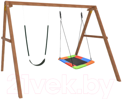 Качели National Tree Company Деревянные с гнездом Лодка и гибкими качелями / Р911-64- фото2