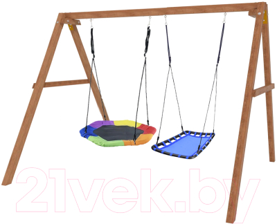 Качели National Tree Company Деревянные с гнездом Гексагон и гнездом Лодка / Р911-74- фото