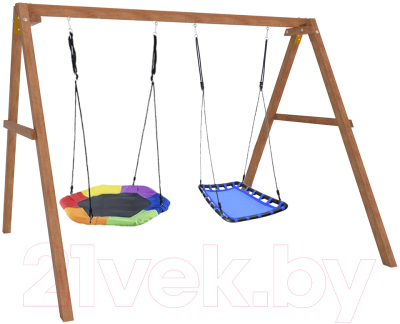 Качели National Tree Company Деревянные с гнездом Гексагон и гнездом Лодка / Р911-74- фото2