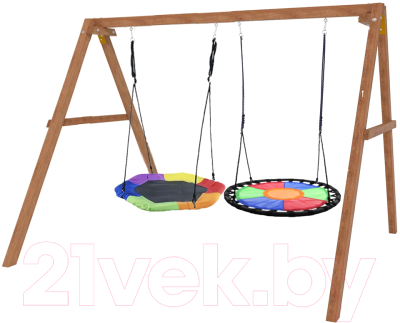 Качели National Tree Company Деревянные с гнездом Гексагон и круглым гнездом Свиби / Р911-75- фото