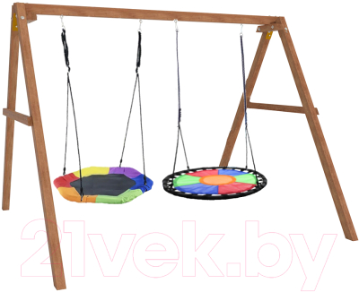 Качели National Tree Company Деревянные с гнездом Гексагон и круглым гнездом Свиби / Р911-75- фото2