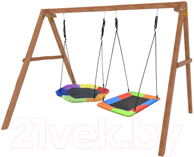 Качели National Tree Company Деревянные с гнездом Гексагон и гнездом Лодка / Р911-77- фото