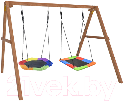 Качели National Tree Company Деревянные с гнездом Гексагон и гнездом Лодка / Р911-77- фото2