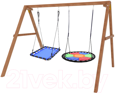 Качели National Tree Company Деревянные с круглым гнездом Свиби и овальным гнездом / Р911-81- фото