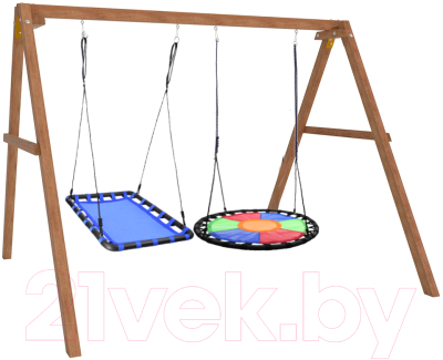 Качели National Tree Company Деревянные с круглым гнездом Свиби и овальным гнездом / Р911-81- фото2