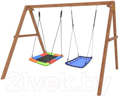 Качели National Tree Company Деревянные с двумя гнездами Лодка / Р911-82- фото