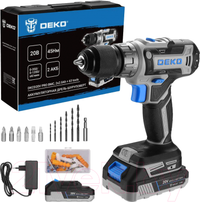 Аккумуляторная дрель-шуруповерт Deko DKCD20V PRO / 080-1001- фото