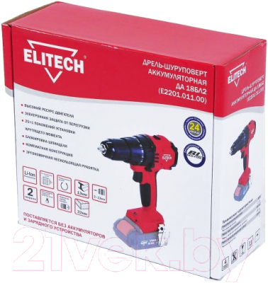 Аккумуляторная дрель-шуруповерт Elitech ДА 18БЛ2 (E2201.011.00)- фото9