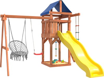 Игровой комплекс National Tree Company С качелями лодочка и плетеным креслом IgroWoods / ДП-2- фото