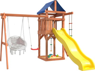 Игровой комплекс National Tree Company Качели лодочка и подвесное кресло с подушкой IgroWoods ДП-10- фото