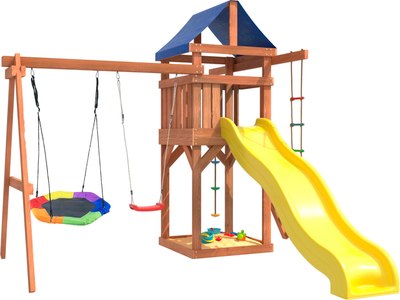 Игровой комплекс National Tree Company С качелями лодочка и гнездом Гексагон IgroWoods ДП-13- фото