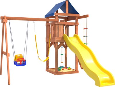 Игровой комплекс National Tree Company С качелями 3 в 1 и гибкими подвесными IgroWoods ДП-15- фото