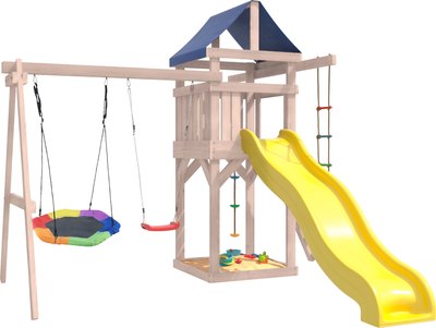 Игровой комплекс National Tree Company С качелями лодочка и гнездом Гексагон IgroWoods / ДНП-13 - фото