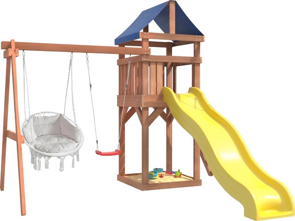 Игровой комплекс National Tree Company Классик с качелями лодочка и креслом с подушкой IgroWoods/ДКП-10- фото