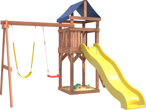 Игровой комплекс National Tree Company Классик с гибкими желтыми качелями и лодочкой IgroWoods / ДКП-11- фото