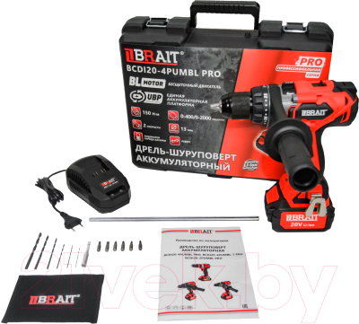 Аккумуляторная дрель-шуруповерт Brait BCDI20-4PUMBL-1 PRO- фото5