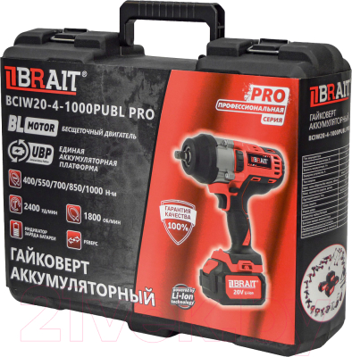 Аккумуляторный гайковерт Brait BCIW20-4-1000PUBL PRO- фото2