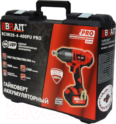 Аккумуляторный гайковерт Brait BCIW20-4-400PU PRO- фото9