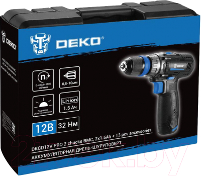 Аккумуляторная дрель-шуруповерт Deko DKCD12V PRO / 083-1004- фото6