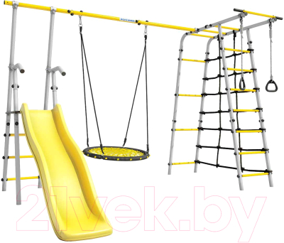 Игровой комплекс Romana Богатырь Плюс 2 / 103.12.06 гнездо качели, серый/желтый- фото