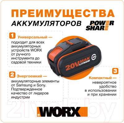 Триммер аккумуляторный Worx WG185E- фото10