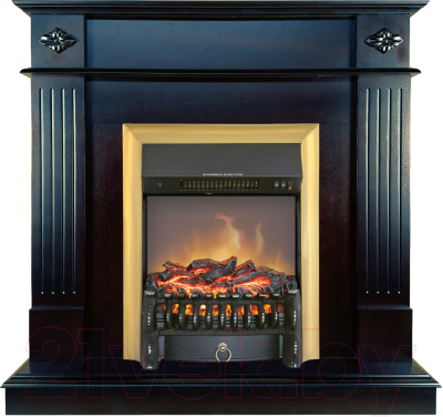 Каминокомплект Смолком Brighton STD-ASP + Fobos FXM Brass BLT-999B-5M(BR) (темный орех)