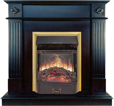 Каминокомплект Смолком Brighton STD-ASP + Majestic FXM Brass BLT-999А-3M(BR) (темный орех)