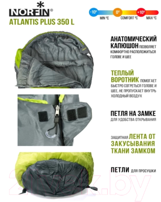 Спальный мешок Norfin Atlantis Plus 350 L / NF-30119- фото4