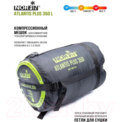 Спальный мешок Norfin Atlantis Plus 350 L / NF-30119- фото6
