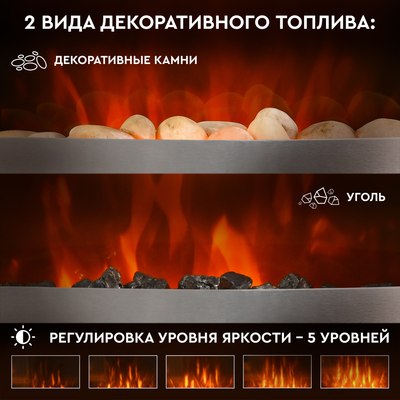 Электрокамин PLANTA PFP-FS600 (серебристый)- фото3