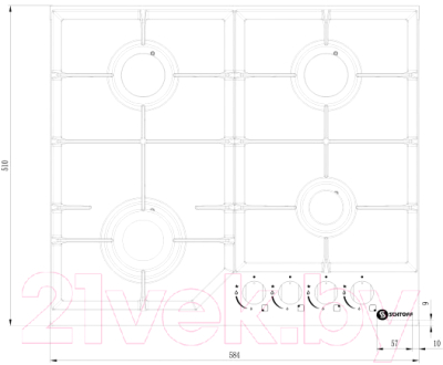Газовая варочная панель Schtoff H 6034 C30 IS- фото7