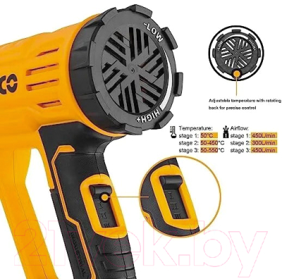 Строительный фен INGCO HG200047- фото3
