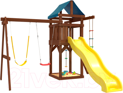 Игровой комплекс National Tree Company С гибкими качелями и лодочкой IgroWoods ДП-11 Premium- фото