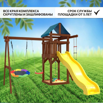 Игровой комплекс National Tree Company С качелями лодочка и гнездом Гексагон IgroWoods ДП-13 Premium- фото5