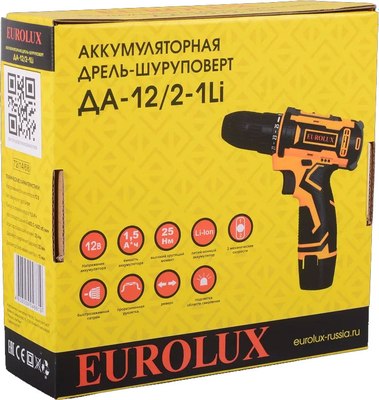 Аккумуляторная дрель-шуруповерт EUROLUX ДА-12/2-1Li ( 72/14/68)- фото8