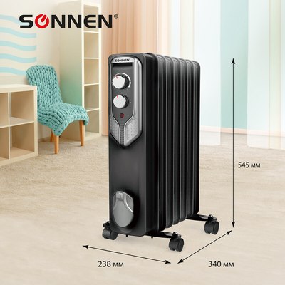Масляный радиатор Sonnen DFN-07BL / 455310 (черный)- фото6