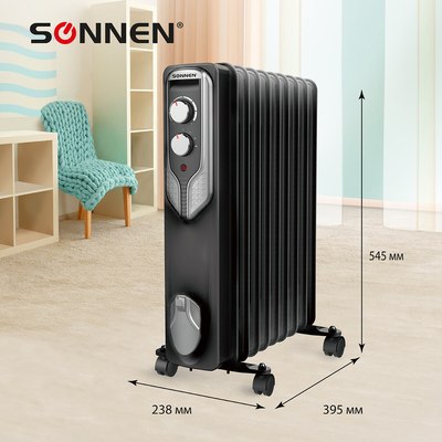 Масляный радиатор Sonnen DFN-09BL / 455311 (черный)- фото6