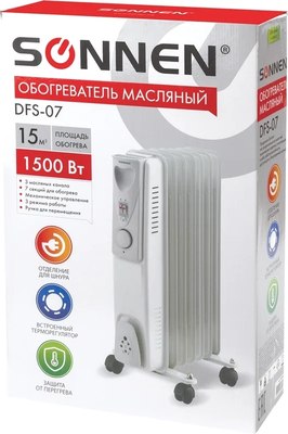 Масляный радиатор Sonnen DFS-07 / 453498 (белый)- фото8